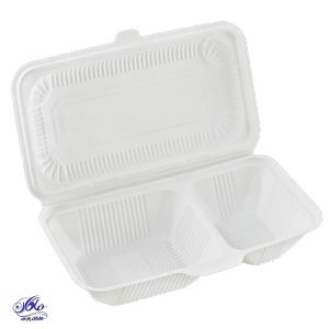 ظرف دوخانه درب دار يکبار مصرف گياهی